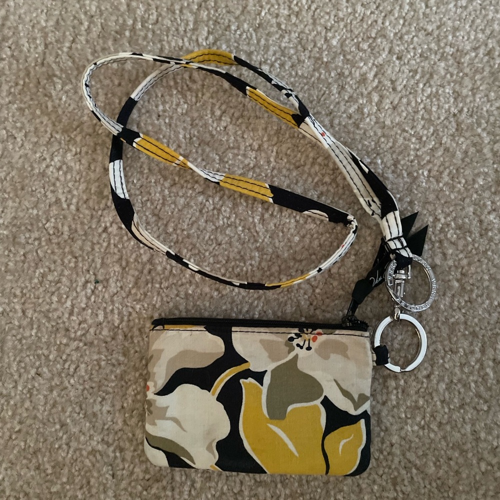 Vera Bradley Dogwood Zip Card Case and Lanyard